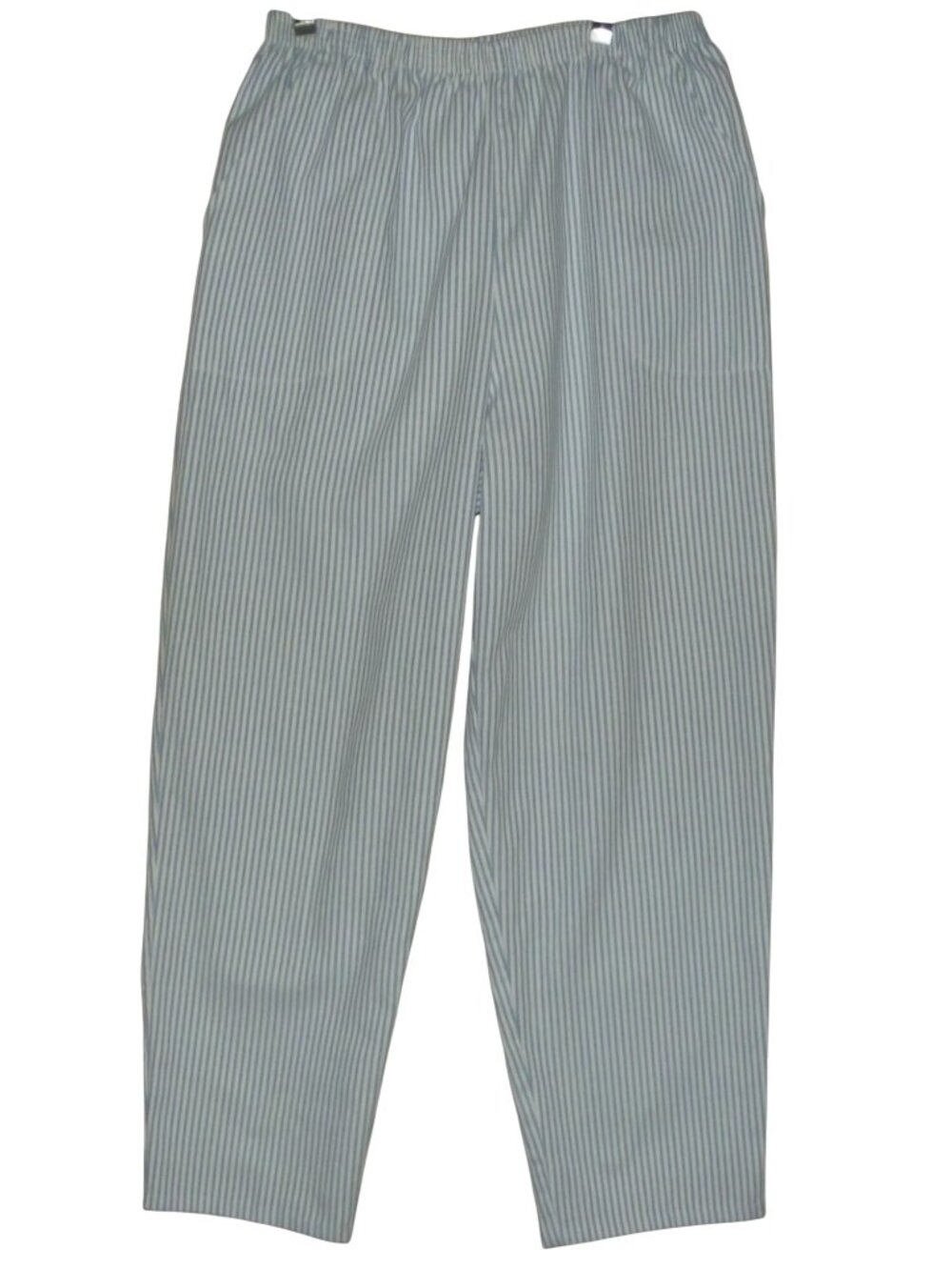BLAIR Pants Womens Medium Blue White Striped Lightweight Pull On Elastic Waist